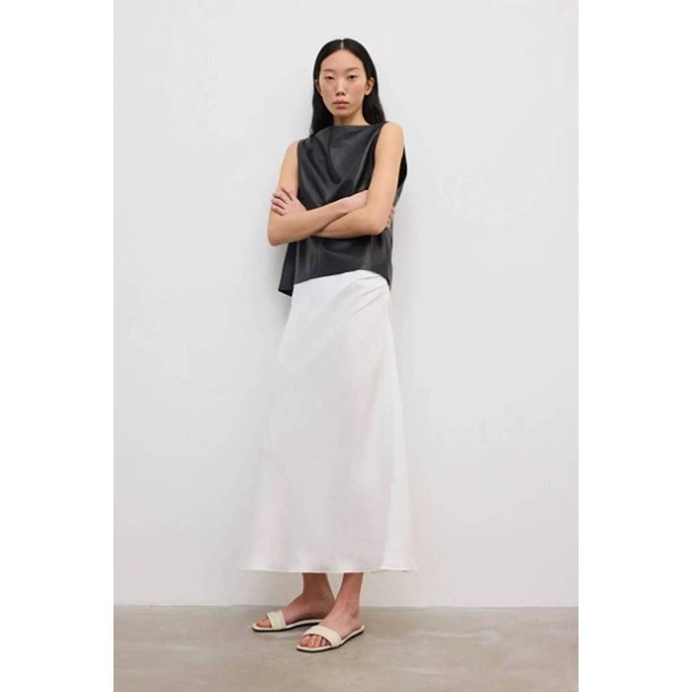 NEW HOUSE OF DAGMAR draped midi skirt in white